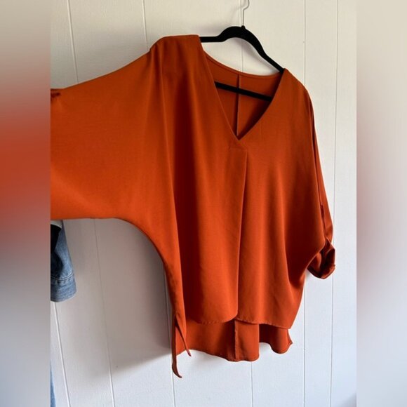 SHEIN Burnt Orange Batwing Blouse - Picture 3 of 5